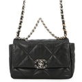 Chanel Chain Shoulder Bag 19 CC Logo Shiny Lambskin Black