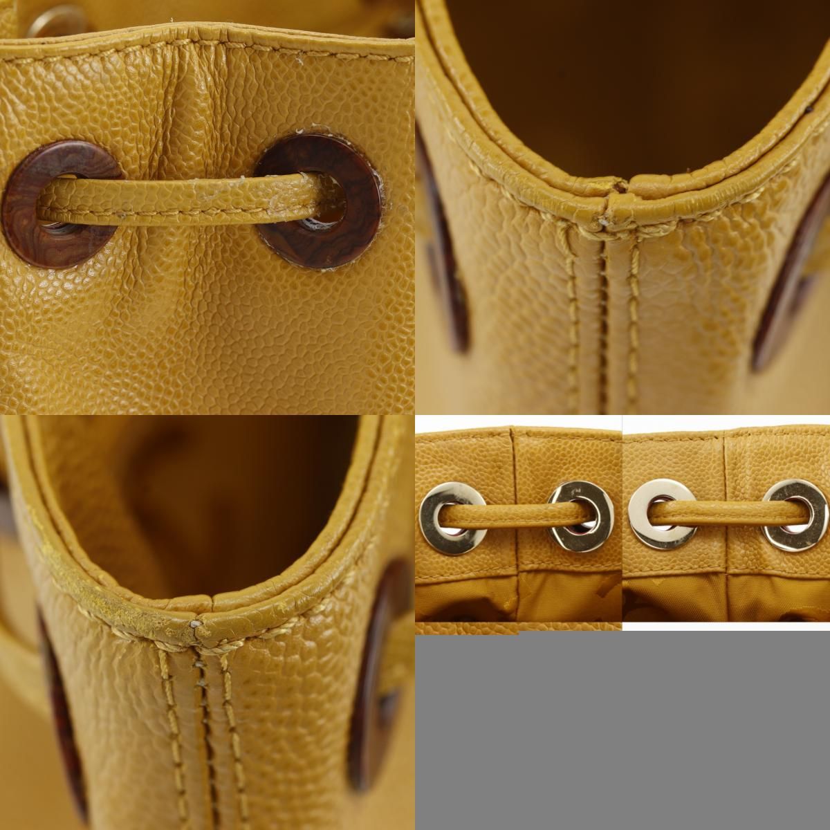 Chanel CC Logo Drawstring Caviar Leather Camel Tote — view 9