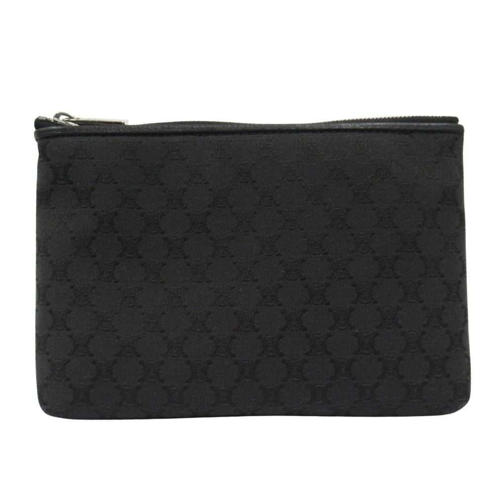 Celine Macadam Pattern Pouch Case Canvas Vintage Black