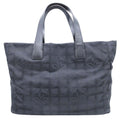 Chanel New Travel Line MM Tote CC Logo Nylon Jacquard Vintage Black