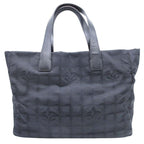 Chanel New Travel Line MM Tote CC Logo Nylon Jacquard Vintage Black