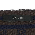Gucci GG Pattern Jacquard Wool Shawl Brown Navy Scarf — view 5