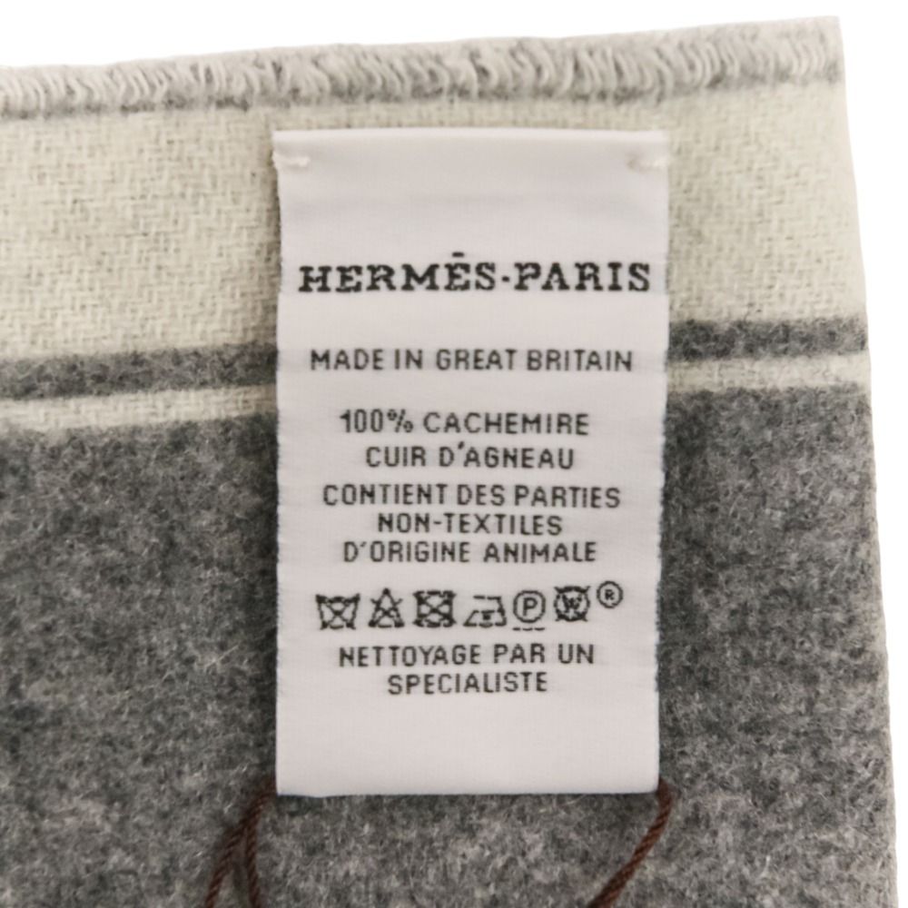 Hermes Molle Cashmere Scarf Shawl Gray Yvoire — view 8