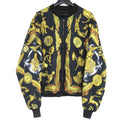 Hermes Silk Twill Scarf Pattern Reversible Zip Up Padded Bomber Jacket 54 Black