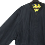 Hermes Silk Twill Scarf Pattern Reversible Zip Up Padded Bomber Jacket 54 Black — view 5
