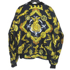Hermes Silk Twill Scarf Pattern Reversible Zip Up Padded Bomber Jacket 54 Black — view 2