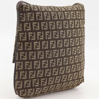 Fendi Zucchino Canvas Brown Shoulder Bag — view 3