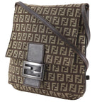 Fendi Zucchino Canvas Brown Shoulder Bag — view 2