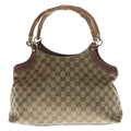 Gucci Bamb GG Canvas Tote Brown Beige Leather Gold