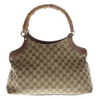 Gucci Bamb GG Canvas Tote Brown Beige Leather Gold — view 2
