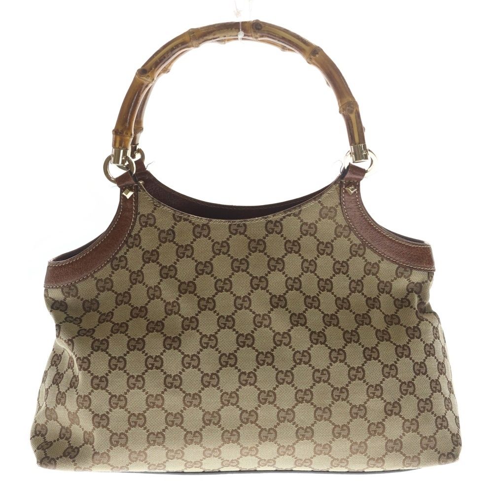 Gucci Bamb GG Canvas Tote Brown Beige Leather Gold — view 2