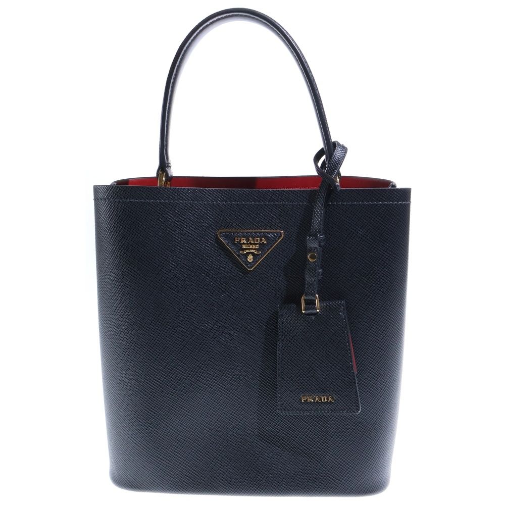 Prada Pannier 2-Way Shoulder Bag Black Leather Gold