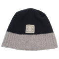 Chanel CC Logo Knit Hat Beanie Gray Black