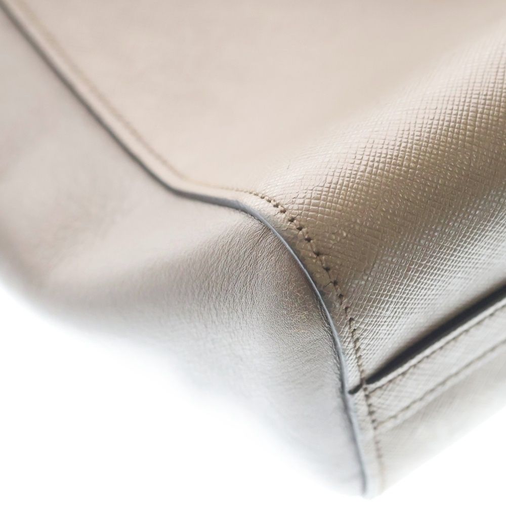 Prada Saffiano 2-Way Shoulder Bag Gray Beige Leather Gold — view 5