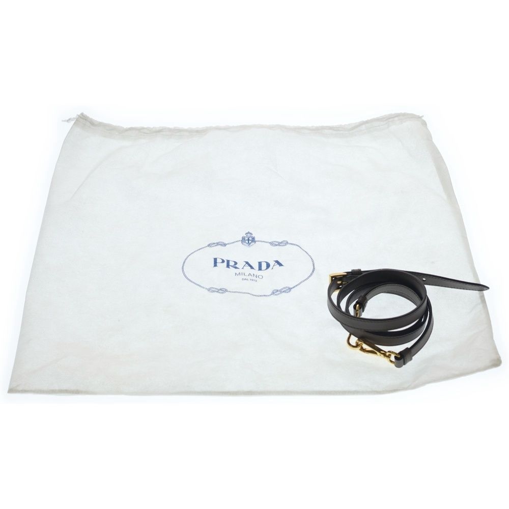 Prada Saffiano 2-Way Shoulder Bag Gray Beige Leather Gold — view 6