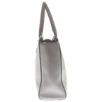 Prada Saffiano 2-Way Shoulder Bag Gray Beige Leather Gold — view 3