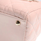Dior Lady Large 2-Way Tote Shoulder Bag Baby Pink Leather Gold — view 5