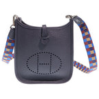 Hermes Evelyne TPM Amazon Shoulder Bag Taurillon Clemence Silver Black