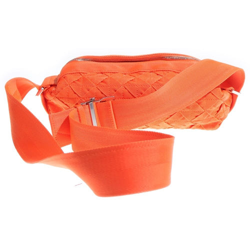 Bottega Veneta Webbing Intrecciato Nylon Canvas Shoulder Bag Orange — view 2