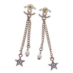 Chanel CC Star Rhinestone CC Logo Earrings Gold — view 2