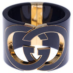 Gucci Interlocking Bangle Bracelet Blue Gold Plated — view 4