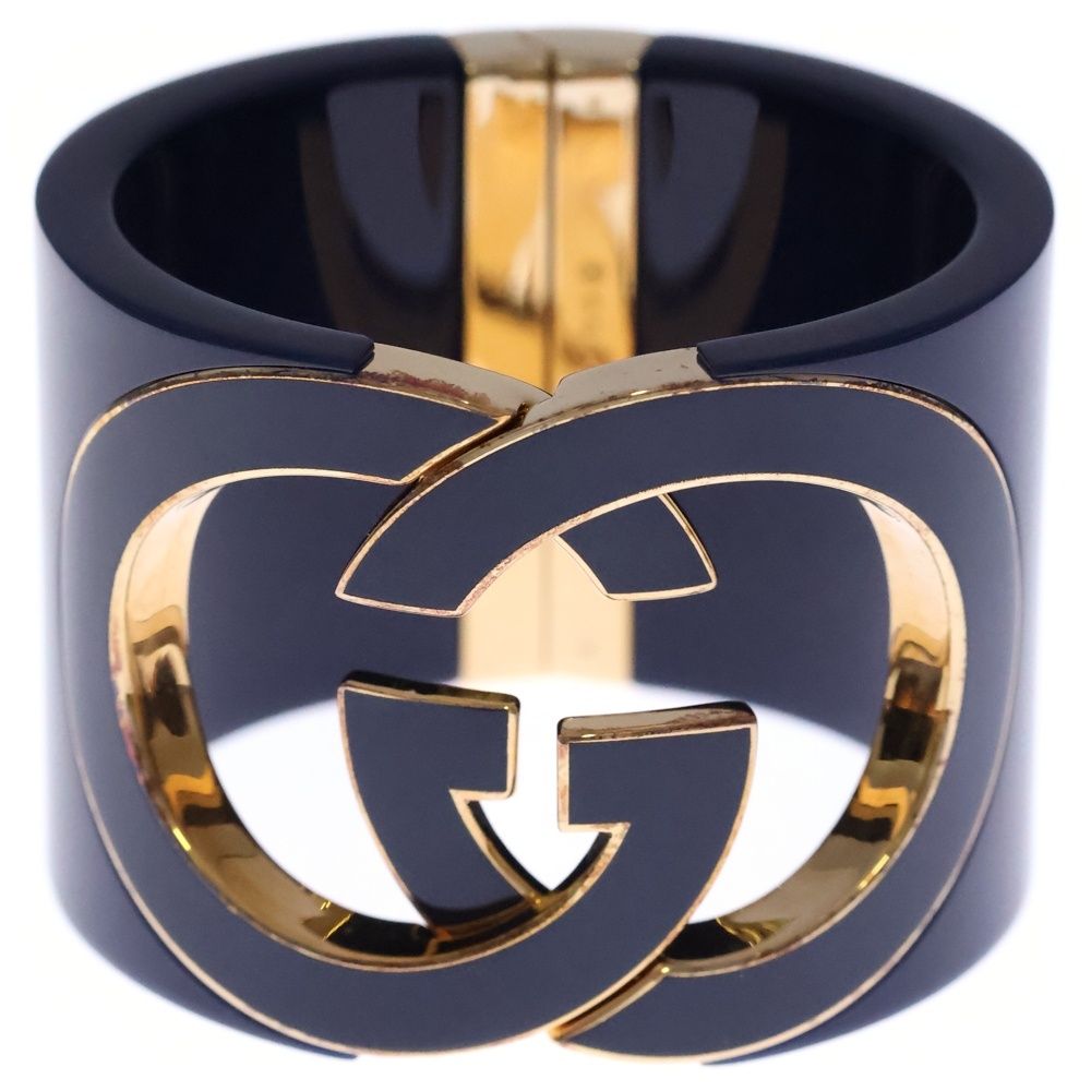 Gucci Interlocking Bangle Bracelet Blue Gold Plated — view 4