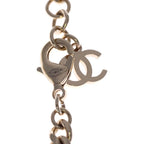 Chanel Heart Rhinestone Logo Necklace Gold — view 5
