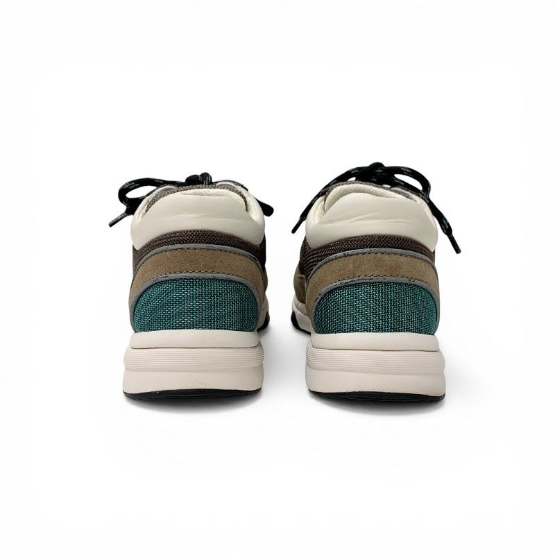 Chanel Sneakers Shoes Mesh Suede Leather Brown Green CC Logo — view 5