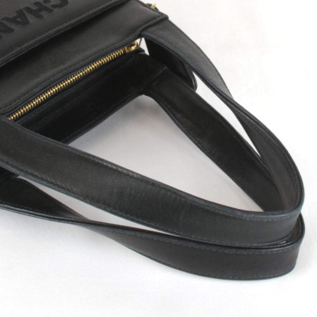 Chanel Price Logo Lambskin Gold Handbag Leather Black — view 7