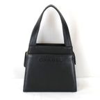 Chanel Price Logo Lambskin Gold Handbag Leather Black