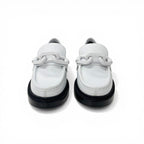 Louis Vuitton Academy Line Loafers Leather Shoes White Black Chain Monogram — view 2