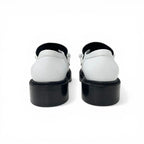 Louis Vuitton Academy Line Loafers Leather Shoes White Black Chain Monogram — view 5