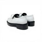 Louis Vuitton Academy Line Loafers Leather Shoes White Black Chain Monogram — view 4