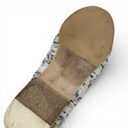 Chanel Flat Shoes Tweed White Black Multicolor CC Logo Ribbon — view 8