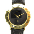 Gucci L Watch Quartz Black Dial Leather Gold