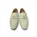 Chanel Loafers Leather Shoes Patent Ivory CC Logo Flat — view 2