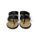 Chanel Sandals Shoes Leather Black Silver CC Logo Quilted Strap — view 2