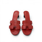 Hermes Oasis Sandals Shoes Leather Red Mules — view 2
