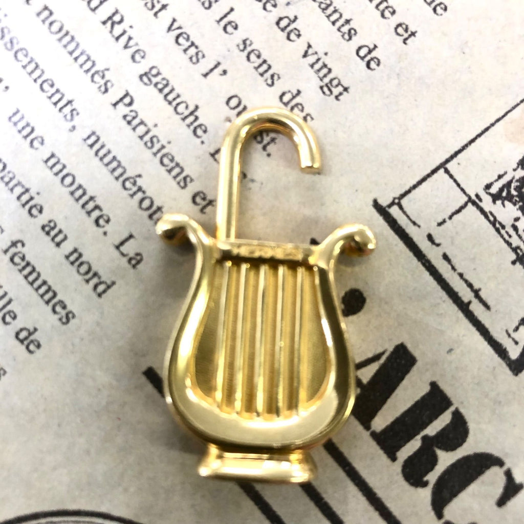 Hermes Harp Cadena Key Instrument Necklace Top Charm Gold