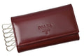 Prada Key Case Key Holder 6 Rows Leather Bordeaux Wine Red Log