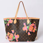 Louis Vuitton Neverfull MM Tote Bag Monogram Rose Brown Gold