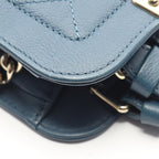 Chanel Shoulder Bag Quilted 2-Way Blue Leather Logo Plate Chain — view 9