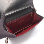 Chanel Shoulder Bag Quilted Full Flap Push Lock Black Lambskin Chain — view 3