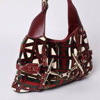 Gucci Horsebit Hobo Red Multicolor Velour Leather Silver — view 3