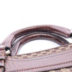 Celine Handbag Boogie Bag Macadam Croco Embossed Dark Brown Canvas Leather — view 7