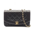 Chanel Shoulder Bag Quilted Diana Flap Black Lambskin Chain