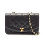 Chanel Shoulder Bag Quilted Diana Flap Black Lambskin Chain