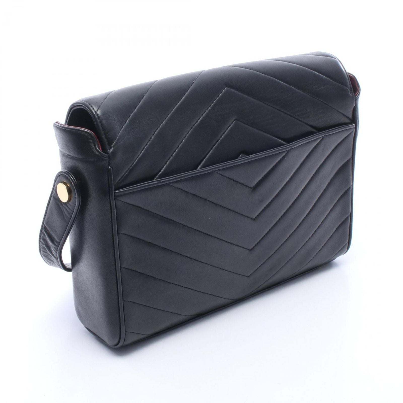 Chanel Shoulder Bag Blanc Stitch Black Lambskin — view 2