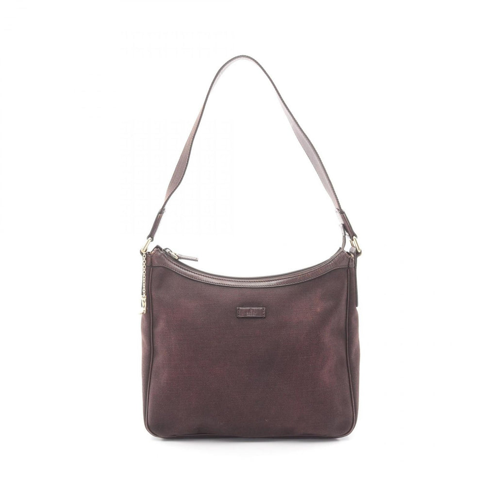 Gucci Shoulder Bag Dark Brown Canvas Leather