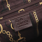 Gucci Shoulder Bag Dark Brown Canvas Leather — view 4